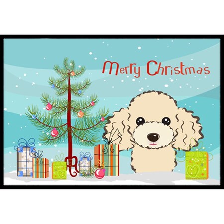 Carolines Treasures Christmas Tree and Buff Poodle Indoor or Outdoor Mat- 18 x 27 BB1630MAT